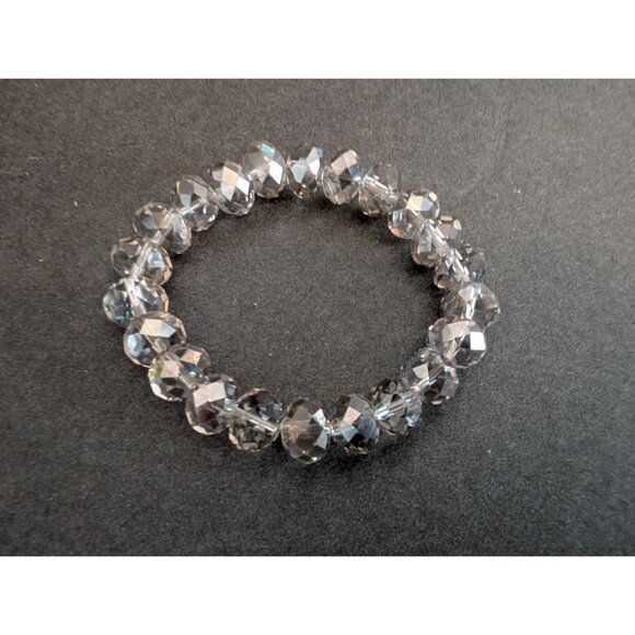 Faceted Smoky Crystal Bead Stretch Bracelet Womens Jewelry Elegant Design - Picture 1 of 3